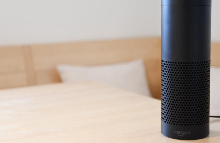 Photo of Amazon Echo on a Scandinavian-styled table by Fabian Hurnaus via Pexels