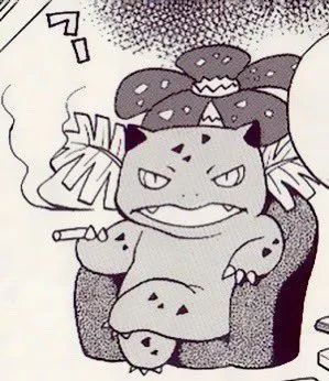 a photo of bulbasaur holding a cigar